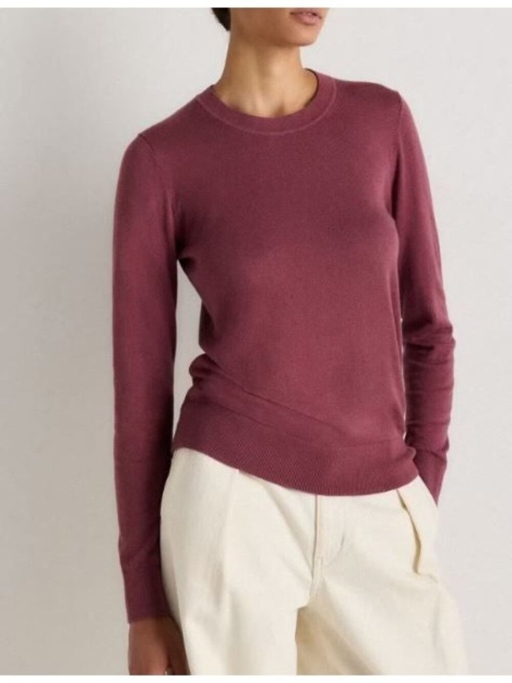 Quince Lightweight Cotton Cashmere Crew Sweater Top Women Size Large NWT